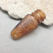 Antique Cure Bottle Pancrobilin Amber Glass Miniature 2" Pocket Size no Cap R&C