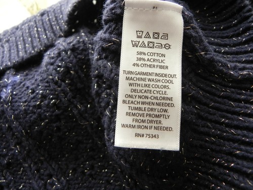 Max Studio Sweater Long Sleeve Cotton Blend Navy Blue/Metallic Girls Size 10/12 - Picture 9 of 9