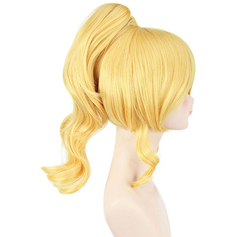 New Medium Straight Yellow Wigs with Ponytail Anime Cosplay for Love Live Ayase - Picture 4 of 6
