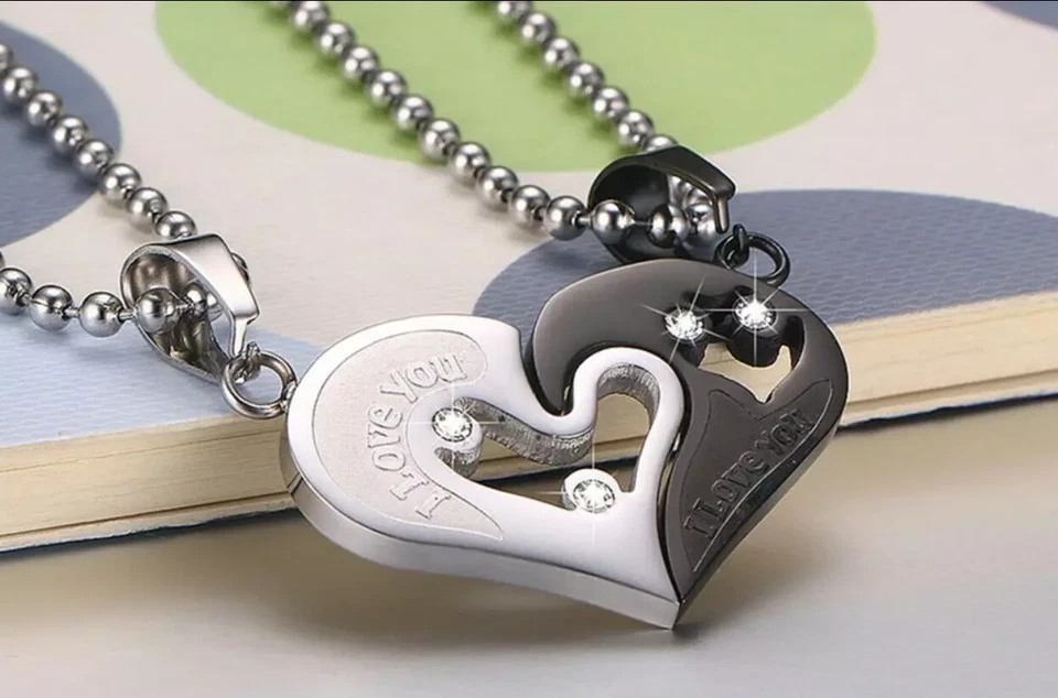 Collar De Corazón Colgante Para Hombre Mujer Parejas Amantes Día De San Valentín Foto 4 de 4