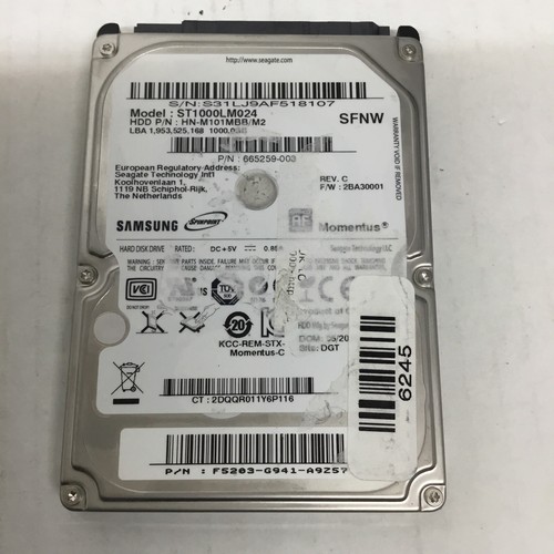 Samsung ST1000LM024 1TB 2.5" SATA Internal Hard Drive 676521-005