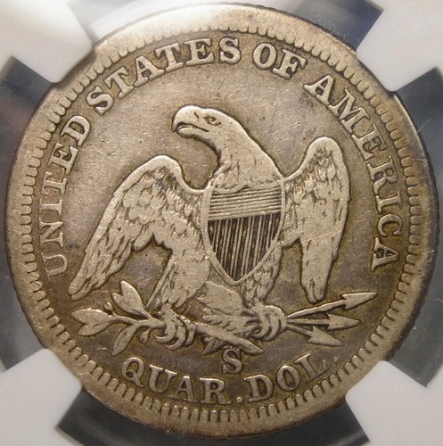 1861 S LIBERTY SEATED SILVER QUARTER APPEALN VERY SCARCE SEMI KEY DATE NGC VF 20 - Picture 3 of 4
