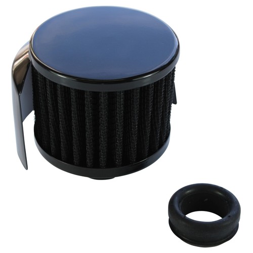 Valve Cover Breather Cap Push In 1"(25mm) Neck Black Shield Black Element Gromm - Picture 2 of 3