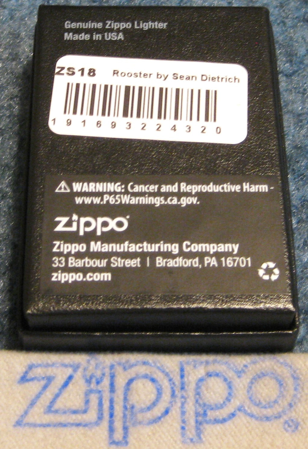 ZIPPO Artist SEAN DIETRICH  Lighter ROOSTER - ZS18 New MINT Sealed