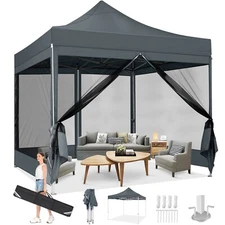 10x10' Pop up Canopy with 4 Sidewalls Heavy Duty Outdoor Commercial Patio Gazebo