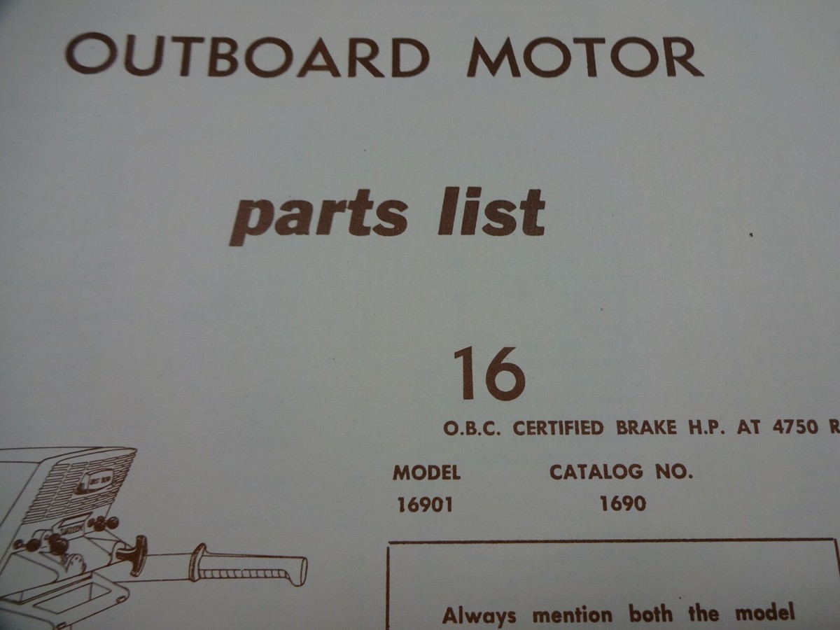 1959 West Bend 16 HP outboard parts list catalog book model 16901