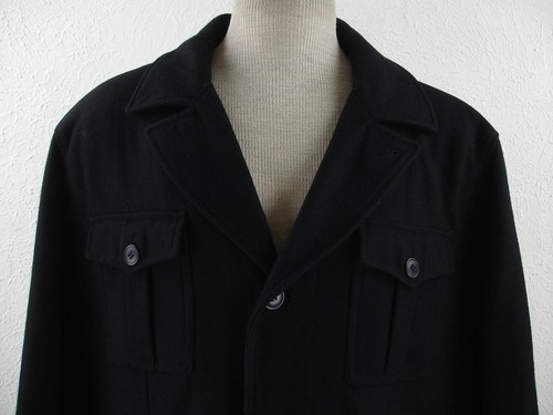 Levi's Men's XL Black Dress Jacket Pea Coat Wool Blend Insulated Winter Military - Picture 2 of 22