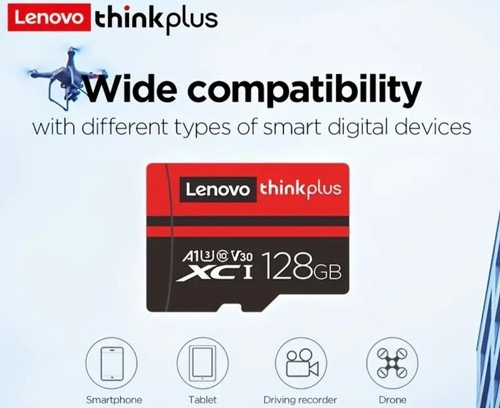 LenovaThinkPlus Class 10 256GB Micro SD Memory Card XCI V30 A1 - Photo 5 sur 5