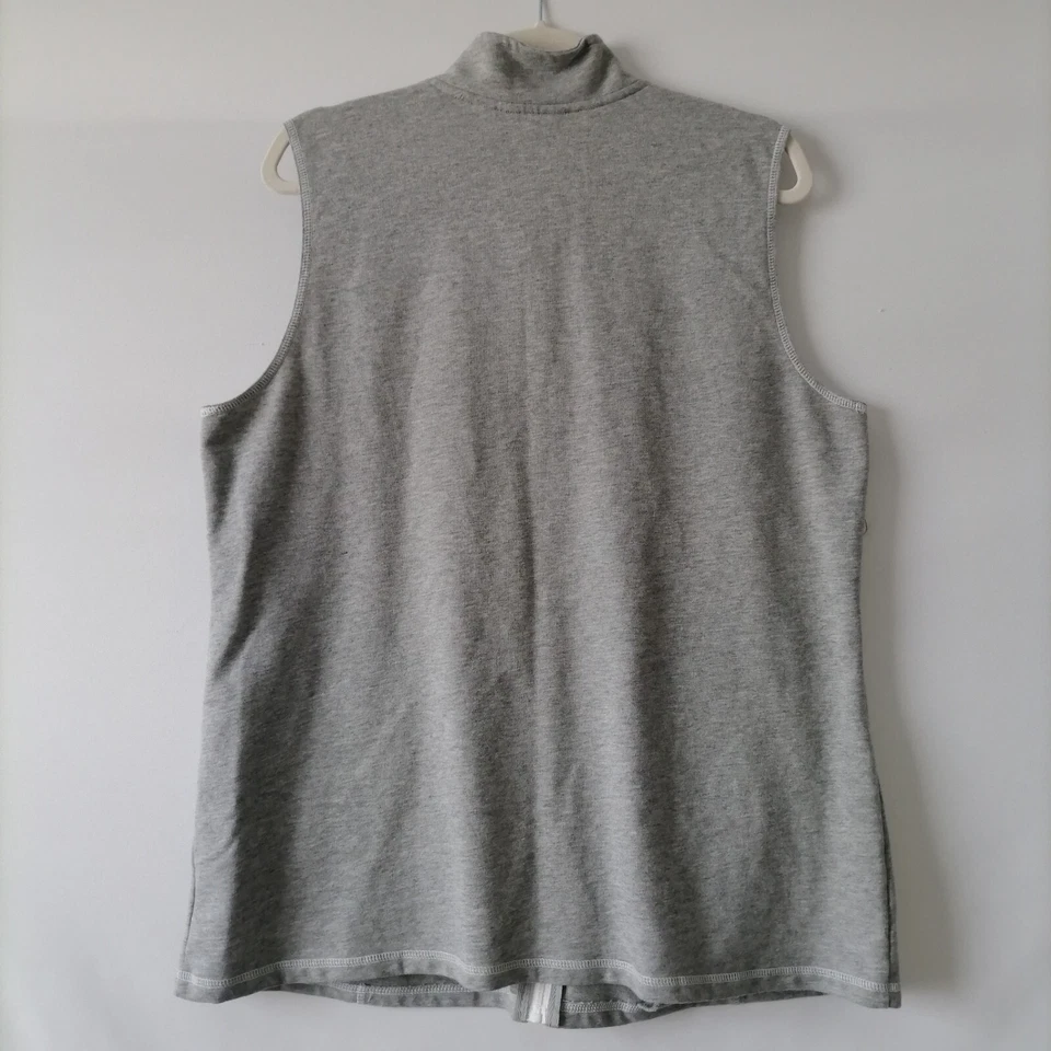 Quacker Factory Women's Gray Sleeveless Mock Neck Full Zip Vest Jacket Size L - Image 4 of 4