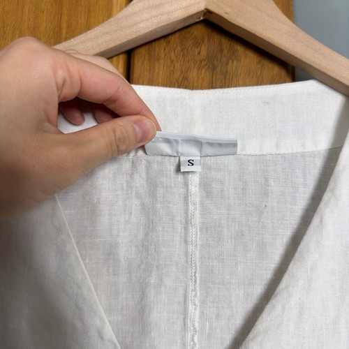 BRYN WALKER Linen Button Down Shirt Oversized 3/4 Sleeve Tunic White size Small - Picture 7 of 7