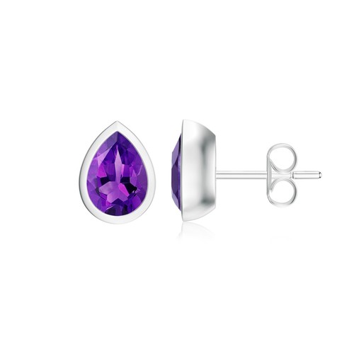 Pear Cut Natural Gemstone Stud Earring For Women Gift | Bezel Set in 14k Gold - Picture 40 of 121