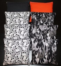 FLAMES SKULLS Cornhole Bean Bags 8 ACA Regulation Harley Orange Black Bags