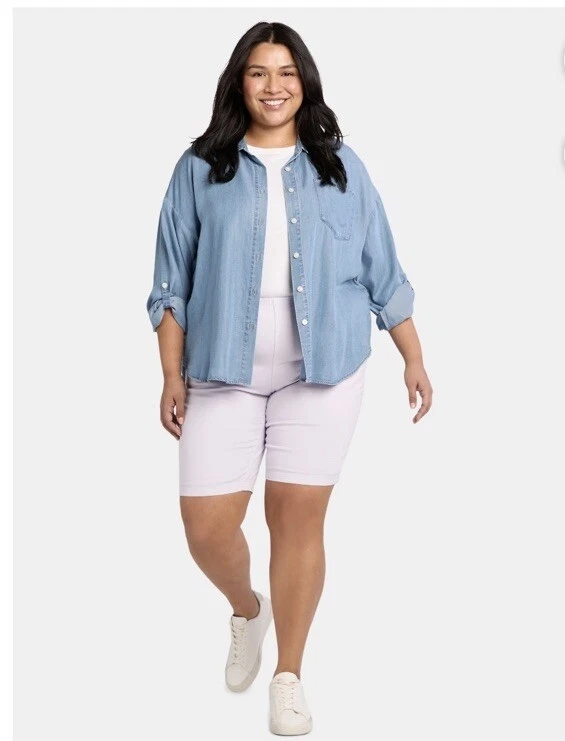 Bermudas de mezclilla lavanda Just My Size para mujer talla grande 4 bolsillos talla 2X Foto 2 de 4