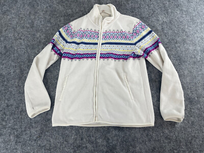 Uniqlo Sweater Womens Small White Fair Isle Full Zip Pullover Fleece N44