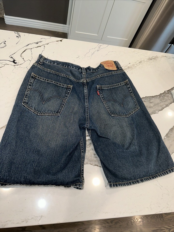 Levis 569 Loose Denim Jean Shorts Mens 33 Blue Jean 12" Inseam Straight