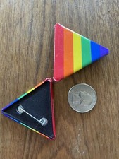 triangle shaped rainbow button/pin Shipping included