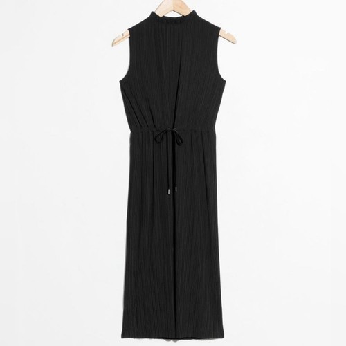 Other Stories Damen Schwarz Ärmellos Plissee Plissee Midi Schwarz Kleid Gr. 2 - Bild 1 von 15