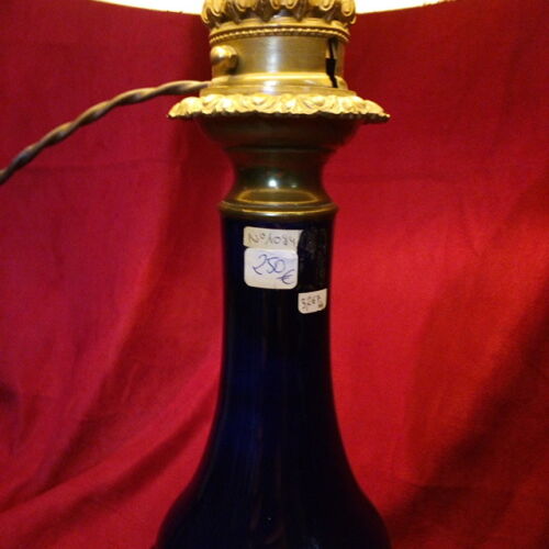 Lamp Table Blue Electrified Lampshade European Peacock Xx Century 68 CM High - Picture 4 of 6