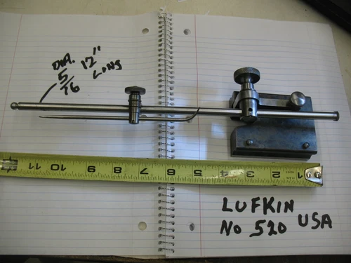 Vintage Lufkin No. 520 4 Pin  Surface Gage With 12 1/2" Spindle & Scribe USA