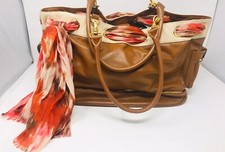 Nest Grommet Diaper Bag Brown Tan With Scarf 15  X 12  X 7  removable Lining