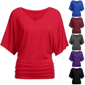 solid batwing sleeve casual top
