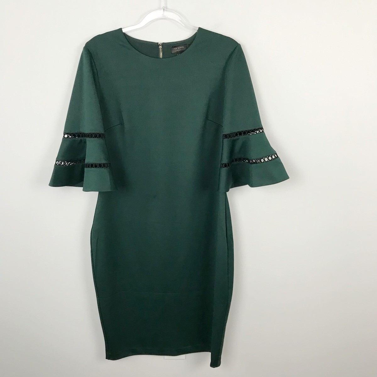 Ted Baker London Filnio Bell Sleeve Career Emerald Green Dress Size Ted 5  US 12