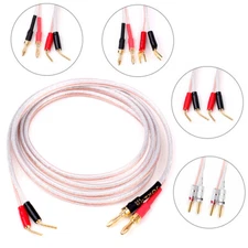 Pure OFC Copper HiFi Banana/ Pin/ Spade/Serrated Male Plug Cable for Speakers 