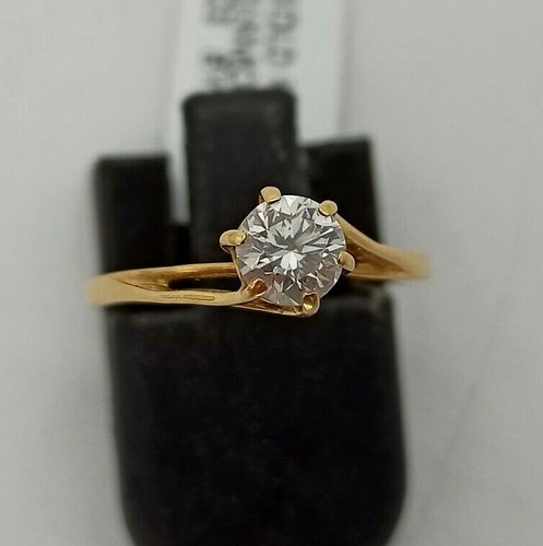 18k Yellow Gold Solitaire Brilliant Cut Diamond Ring, Size K 1/2 Val $3500 - Picture 4 of 8