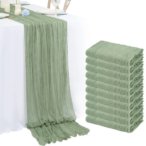 10 Pcs Wedding Table Runner 40x275cm Semi-Sheer Christmas Party Table Decor