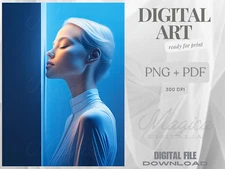 Woman Portrait, Minimalism, Digital AI Art, Wall, Poster Print, Instant Download