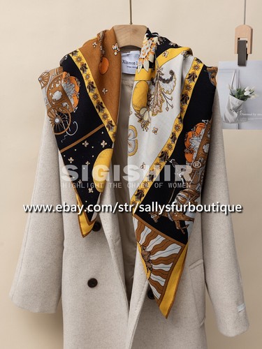 Sallys Boutique 70 % Kaschmir 30 % Seide Halstuch Schal Vintage Druck Quadratisches Tuch 53 Zoll - Bild 7 von 46
