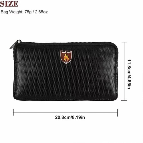 Fireproof Document Bag, 8.19''X4.65''X0.79'' Fire Proof Safe Money Pouch, Firepr - Picture 2 of 9