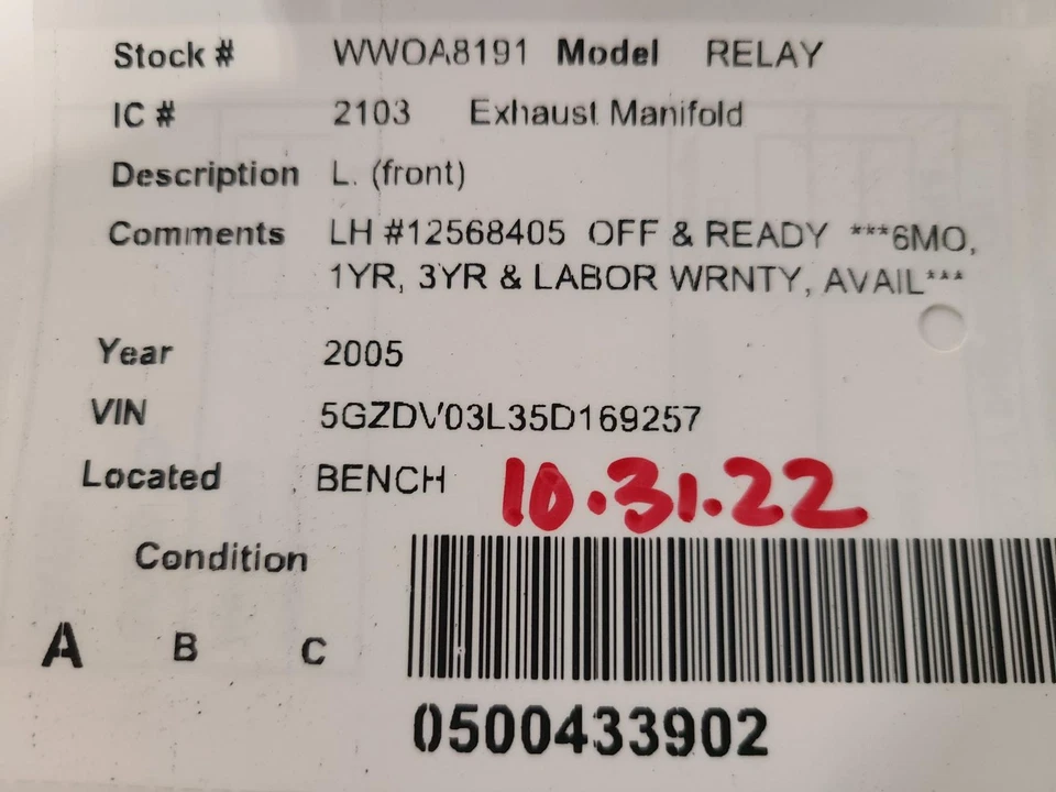 Used Front Left Exhaust Manifold fits: 2005 Saturn Relay 3.4L L. front Front Lef - Image 3 of 4