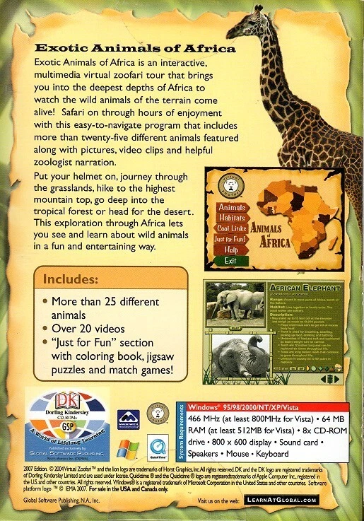 DK: Exotic Animals of Africa (Ages 8-11) (PC-CD, 2007 Ed.) - NEW CD in SLEEVE - Image 3 of 3