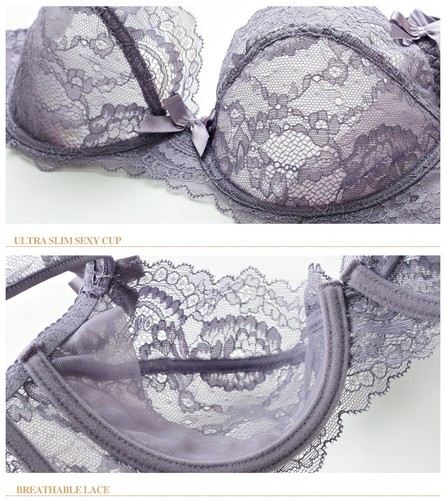 Damen Spitze Sexy Spitzen BH Set Ultradünn Transparent Ungefüttert Damenunterwäsche - Bild 17 von 21