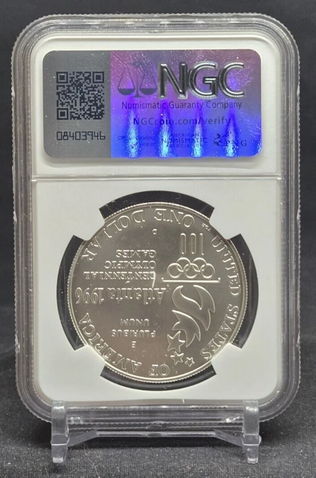 1996 D - OLYMPICS - ROWING - $1 - NGC MS70 - SILVER COIN - BROWN LABEL /w OGP - Image 3 of 4