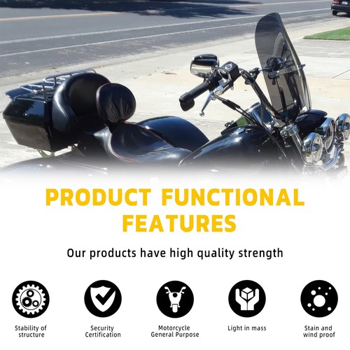 Parabrisas 18" Parabrisas 7/8" 1" Manillar Para Motocicleta Bicicleta Touring Bobber - Imagen 6 de 14