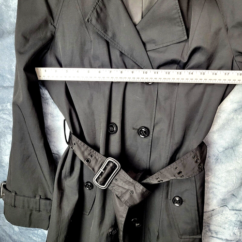 Covington Trench Coat W/Belt Womens SZL Black Long Sleeve 3/4 Length Lining - Picture 8 of 13