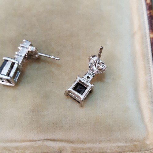 Chateau D'Argent 925 Sterling Silver Stud Earrings, Natural Spinel And Topaz - Picture 6 of 6