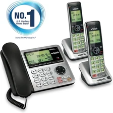 VTech CS6649-2 DECT 6.0 Expandable Corded/Cordless Phone with Answering System