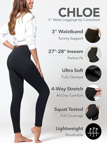 Biker Shorts Women - Ultra One Size Plus 3" Waist Solid - Black - Fleece Lined - Bild 5 von 6