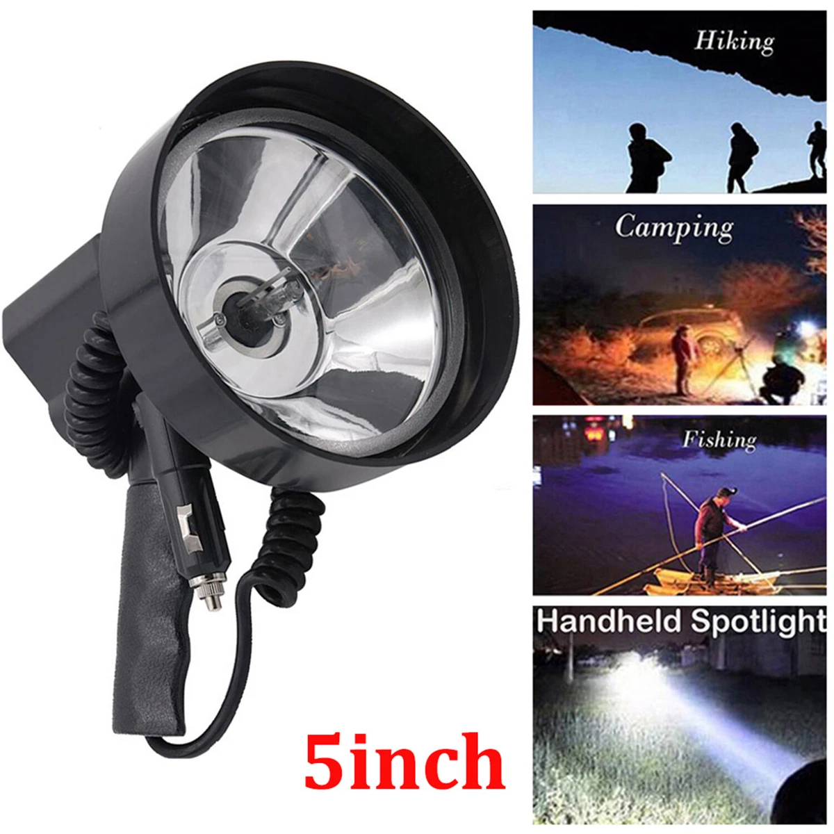 5 100W HID Hand held Car Camping Spot Light Spotlight Hunting Fishing OffRoad