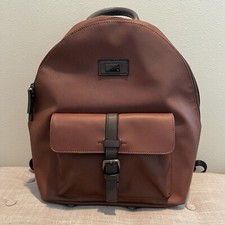 Ted Baker London Eazey Backpack Faux Leather Brown Textured Laptop Bag