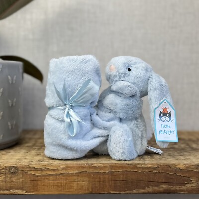 Jellycat Bashful Blue Bunny Soother Baby Soother In Blue Retired