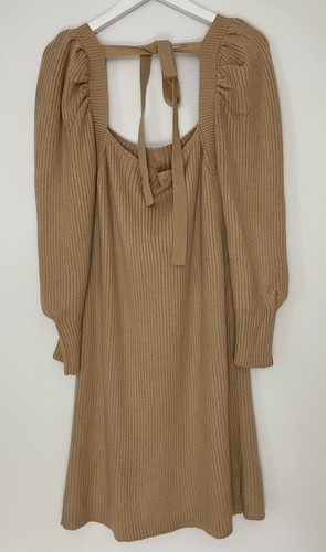 NWT Wayf Leland Long Sleeve Tie Back Sheath Sweater Dress Camel/Tan Size XL - Picture 5 of 6