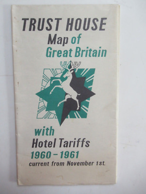 Trust House Map of Great Britain with Hotel Tariffs 1960-1961 Brochure