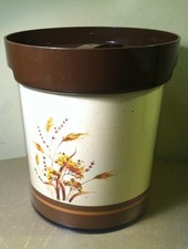 Vintage 1982 Retro Ice Bucket Golden Wheat Design By Thermo-Serv Made in USA
