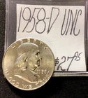 1958 D Franklin Silver Half Dollar UNC! ENN Coins
