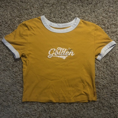 Levi's Women's Yellow/White Ringer Graphic Logo Crew Neck T-Shirt XS