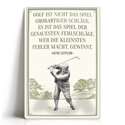 Blechschild GOLF FEHLSCHLÄGE 20x30cm Beige Grün Vintage Golfer Sport Spruch Deko